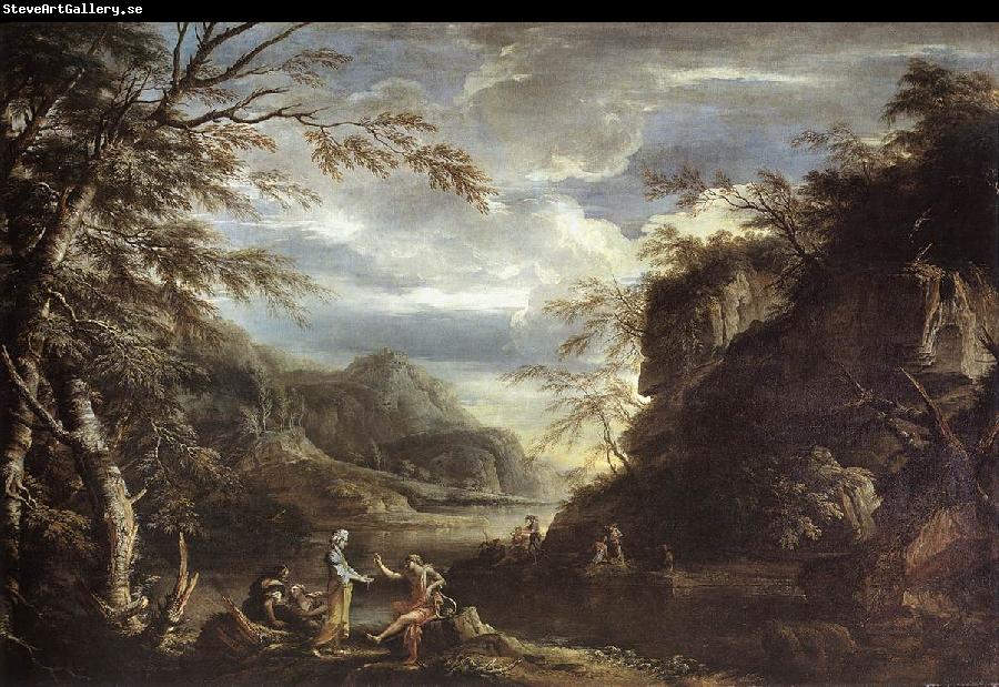 ROSA, Salvator River Landscape with Apollo and the Cumean Sibyl  gq